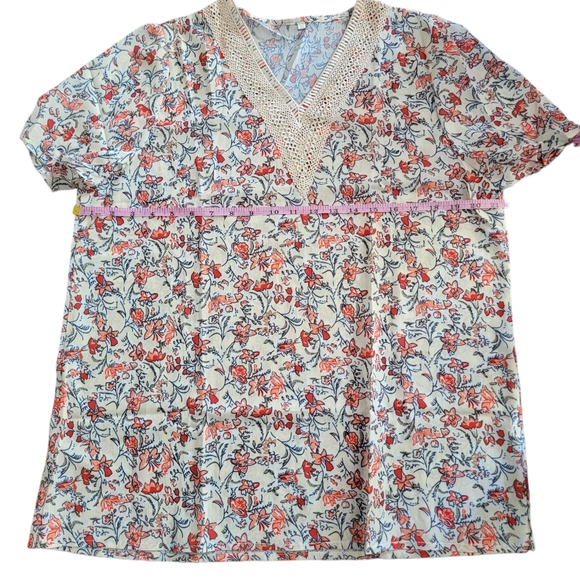 Boho Tops Blouses for Women V Neck Floral Summer Shirts Trendy Short Sleeve - Picture 1 of 14